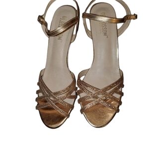 De Blossom collection rose gold sandals heels sz 10 special occasion formal